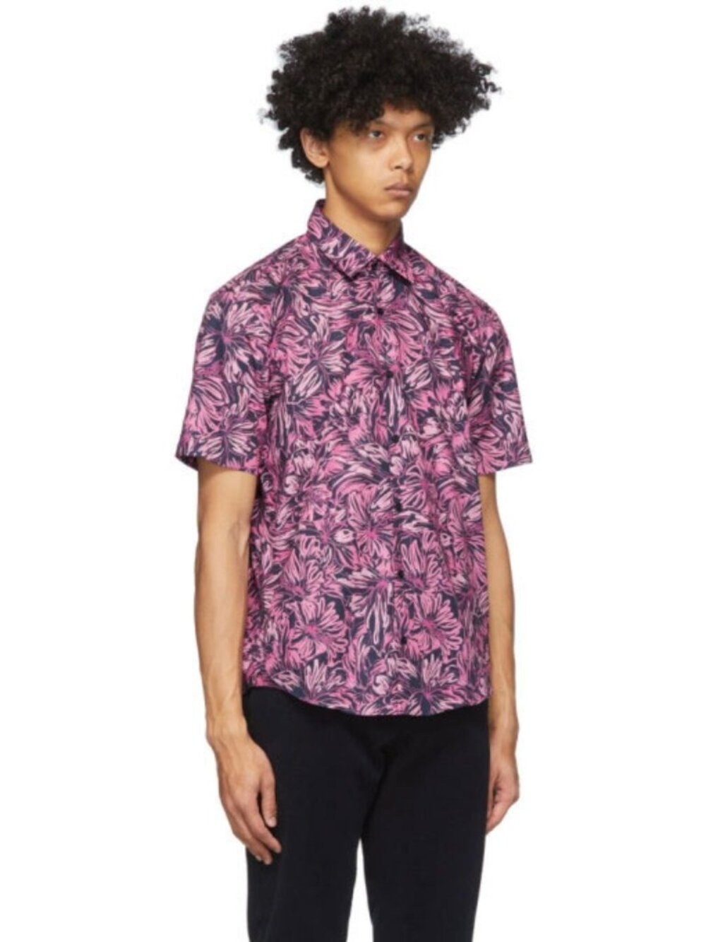 Hugo Boss  Pink Floral Ermino Short Sleeve Shirt